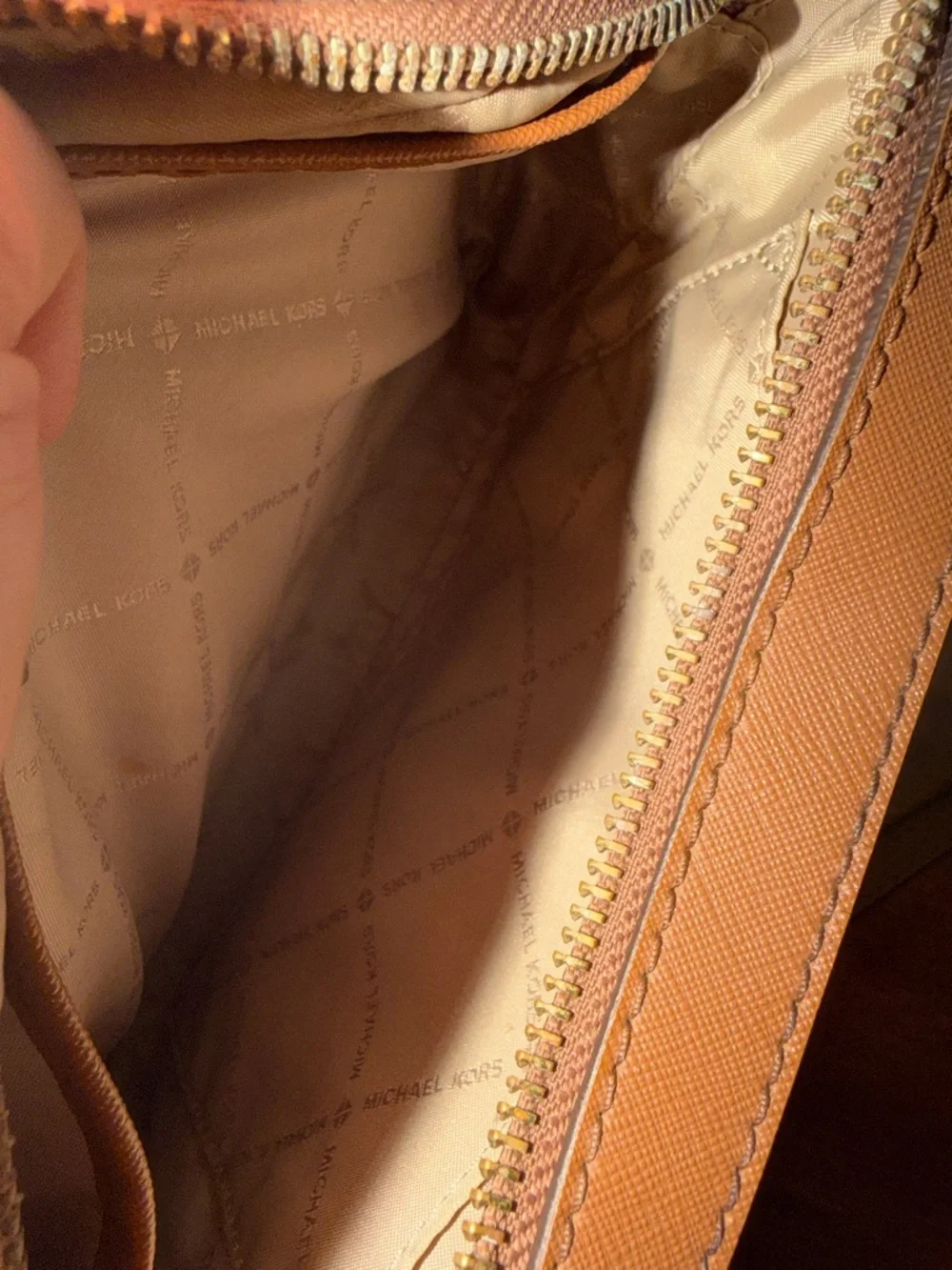 Michael Kors Beige Brown Signature MK Crossbody Bag